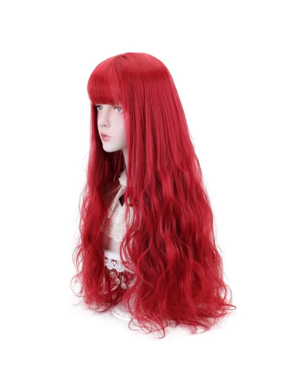 Women's Red Natural Long Wavy Cosplay Heat Resistant Synthetic Fiber Wigs